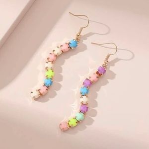 Colorful Pastel Dangly Rhinestone Earrings